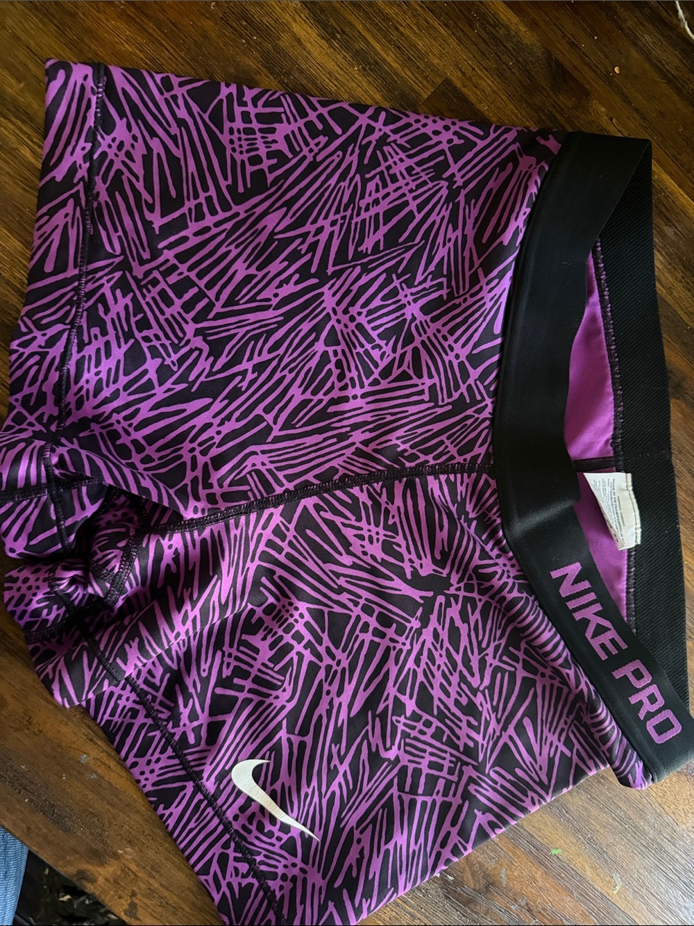 Nike Purple and Black Abstract Print Compression Shorts